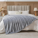 Super Soft Throw Size Blanket Grey Premium Silky Flannel Fleece Leaves Pattern Lightweight Bed Blanket All Season Use (Grey, Throw(50"x60"))