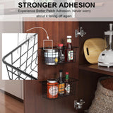 Hanging Kitchen Baskets Wire Storage Basket Over the Cabinet Door Organizer, No Drilling Adhesive Basket for Cabinet Pantry Organization and Kitchen, Bathroom, Storage, 2 Pack, Black