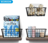 Hanging Kitchen Baskets Wire Storage Basket Over the Cabinet Door Organizer, No Drilling Adhesive Basket for Cabinet Pantry Organization and Kitchen, Bathroom, Storage, 2 Pack, Black
