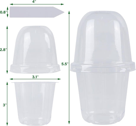 36 Set Nursery Pots with Humidity Dome, Clear Nursery Pots for Plants, Seed Starting Pots with Drainage Holes & Plant Labels for Vegetables Flowers Garden Plants