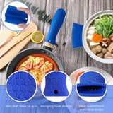 8 Pcs Silicone Pot Holders Set Cast Iron Handle Cover Heat Resistant Pot Handle Covers Potholder Non Slip Reusable Pan Sleeve for Frying Pan Kitchen Supplies(Blue)