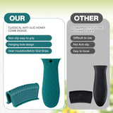 8 Pcs Silicone Pot Holders Set Cast Iron Handle Cover Heat Resistant Pot Handle Covers Potholder Non Slip Reusable Pan Sleeve for Frying Pan Kitchen Supplies(Green)