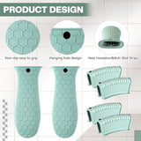 8 Pcs Silicone Pot Holders Cast Iron Handle Cover Heat Resistant Pot Handle Covers Potholder Non Slip Reusable Pan Sleeve for Frying Pan Kitchen Supplies(Mint Green)