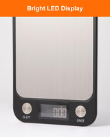 Food Scale,Digital Kitchen Scale, Stainless Steel, Weight in Grams, Ounces, Milliliters and Pounds, Ideal for Meal Prep, Cooking, and Baking