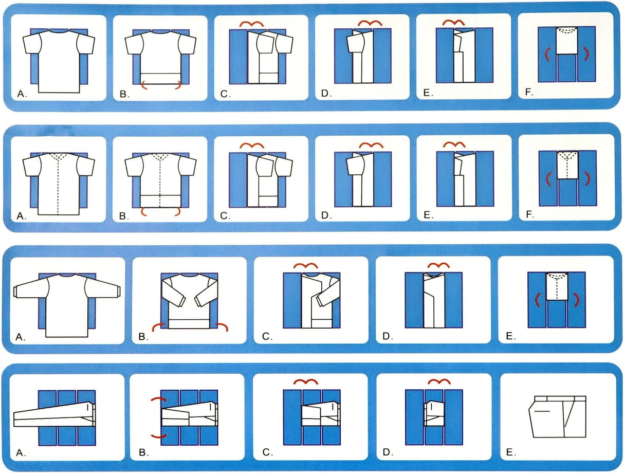 PP Composite Folding Board, 2 Pack Folding Clothes Board - Black + Blue, One-Hand Operation Laundry Folding Tool, Non-Slip Silicone Buckles, T Shirt Folder, Laundry Folders for All Garments