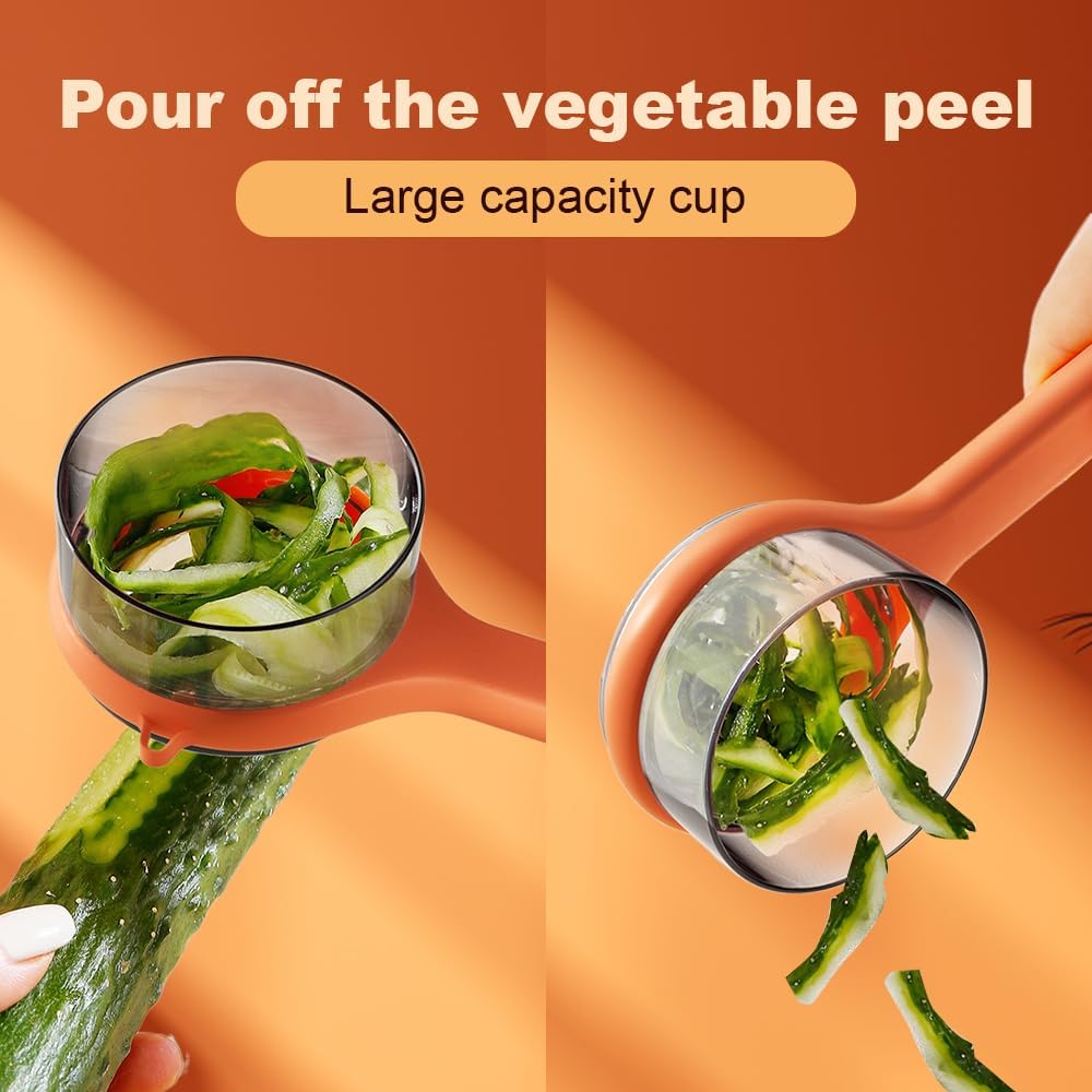 Kitchen Special Fruit Peeler with Box Storage, 2026 New Double-Sided Stainless Steel Multi-Function Peelers, Upgrade Vegetable Peeler with Catcher Peeler with Storage Bucket (Green)