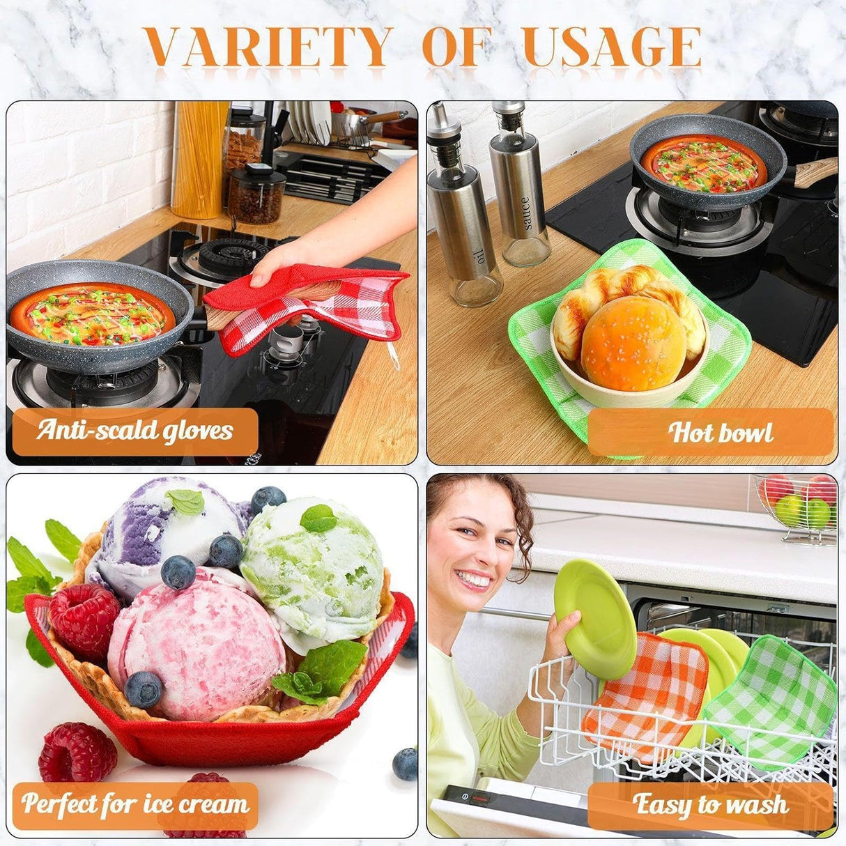 5 Pieces Hot Bowl Holder Microwave Safe Bowl Cozies Multipurpose Heat Proof Plate Holder to Prevent Hand from Heat and Maintain Food Warm (Red, Blue, Green, Yellow, Black)