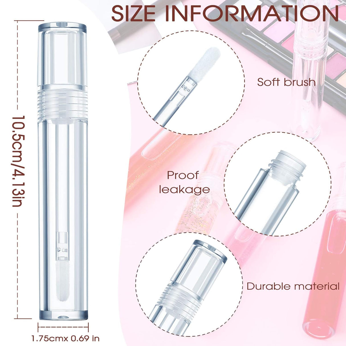 30 Pieces Empty Lip Gloss Tubes 5 ml Transparent Lip Gloss Containers Clear Refillable Lipstick Container Lip Balm Bottles Eyelash Growth Liquid Tube Cosmetic Container with Rubber Stoppers