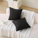 18" x 18" Throw Pillows, Outdoor Waterproof Pillows with Inserts, Square Decorative Pillows for Patio Furniture Garden Couch Sofa Home(Black, Set of 2)