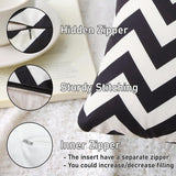 18" x 18" Throw Pillows with Inserts, Pack of 2 Outdoor Waterproof Striped Pillow, Square Decorative Pillows for Patio Furniture Garden Couch Sofa Home (Black Wavy Stripes)