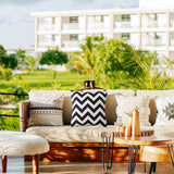 18" x 18" Throw Pillows with Inserts, Pack of 2 Outdoor Waterproof Striped Pillow, Square Decorative Pillows for Patio Furniture Garden Couch Sofa Home (Black Wavy Stripes)