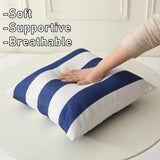 18" x 18" Throw Pillows with Inserts, Pack of 2 Outdoor Waterproof Striped Pillow, Square Decorative Pillows for Patio Furniture Garden Couch Sofa Home (Blue Vertical Stripes)