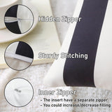 18" x 18" Throw Pillows with Inserts, Pack of 2 Outdoor Waterproof Striped Pillow, Square Decorative Pillows for Patio Furniture Garden Couch Sofa Home (Black Vertical Stripes)