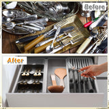 2 Pcs Knife & Silverware Drawer Organizer Holds 9 Knives with Flatware Tray Drawer Store Compact Utensil Organizer For Kitchen Silverware