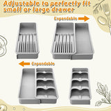 2 Pcs Knife & Silverware Drawer Organizer Holds 9 Knives with Flatware Tray Drawer Store Compact Utensil Organizer For Kitchen Silverware