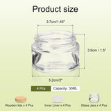 1 Set Round Glass Jars with Wood Lids, 1oz/30g Refillable Cosmetic Containers Glass Makeup Containers for Sample, Cream, Lotion, Powder Clear