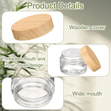 1 Set Round Glass Jars with Wood Lids, 1oz/30g Refillable Cosmetic Containers Glass Makeup Containers for Sample, Cream, Lotion, Powder Clear