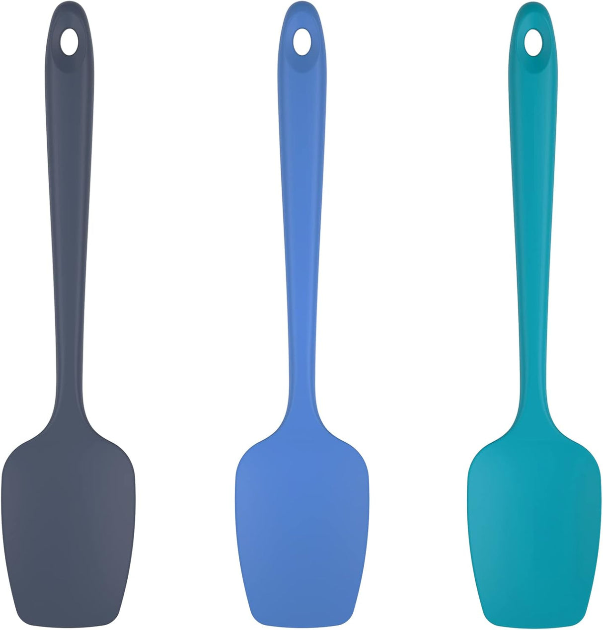 Silicone Spoon Spatula Set, 600ºF High Heat Resistant Food Grade Flexible Rubber Scraper, Cooking Mixing Baking Kitchen Utensils Set of 3 (Multicolors)