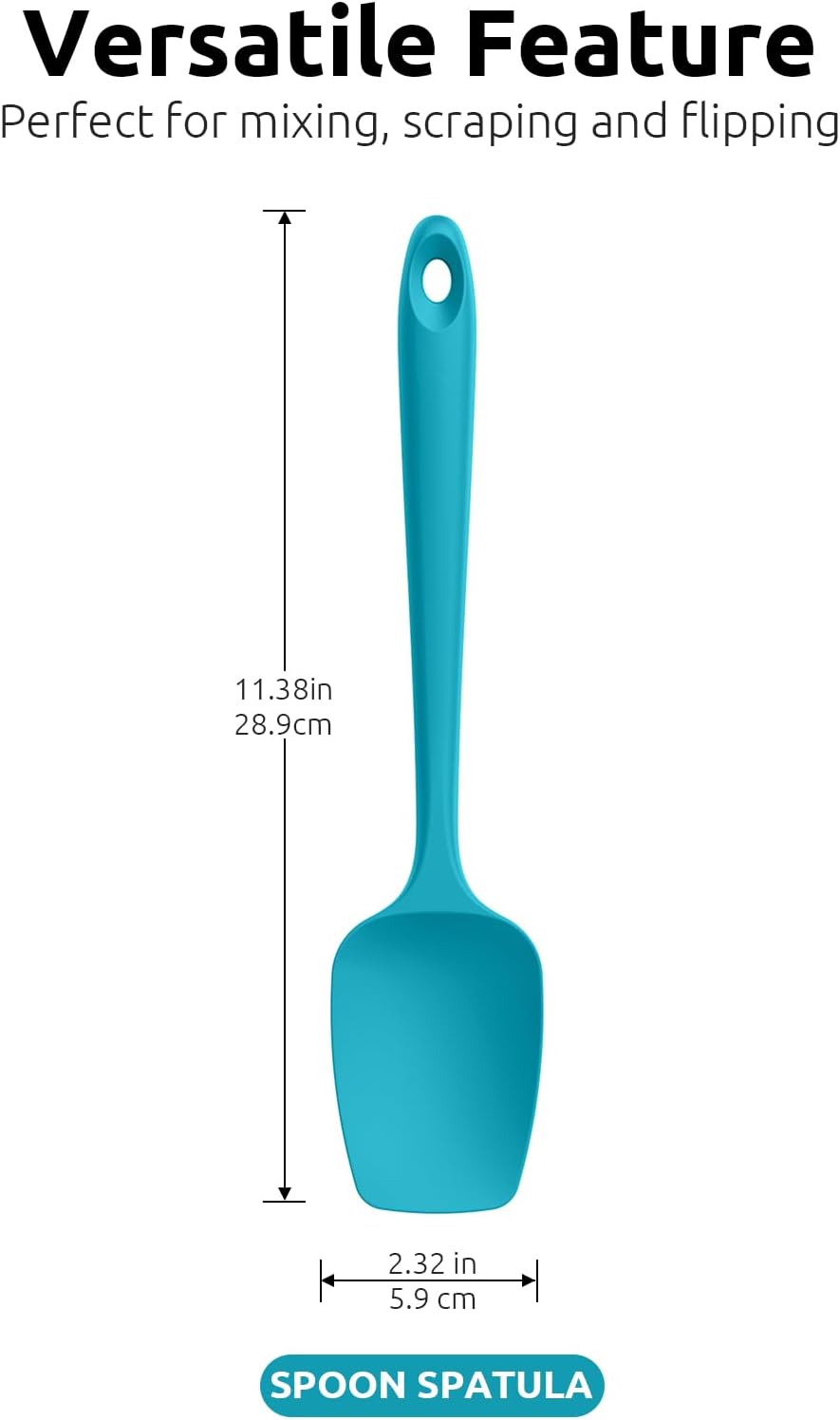 Silicone Spoon Spatula Set, 600ºF High Heat Resistant Food Grade Flexible Rubber Scraper, Cooking Mixing Baking Kitchen Utensils Set of 3 (Multicolors)