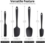 600ºF Heat Resistant Silicone Spatulas: Flexible Food-Grade Silicon Baking Scraper, Kitchen Cooking Mixing Utensils with Upgraded Sturdy Handle Tip for Nonstick Cookware (4-Pc., Black)