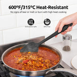 600ºF Heat Resistant Silicone Spatulas: Flexible Food-Grade Silicon Baking Scraper, Kitchen Cooking Mixing Utensils with Upgraded Sturdy Handle Tip for Nonstick Cookware (4-Pc., Black)