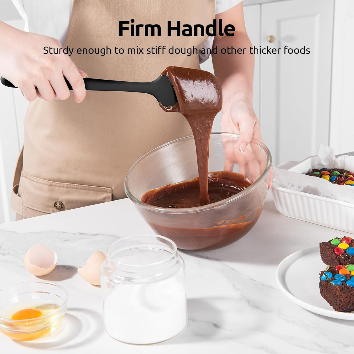 600ºF Heat Resistant Silicone Spatulas: Flexible Food-Grade Silicon Baking Scraper, Kitchen Cooking Mixing Utensils with Upgraded Sturdy Handle Tip for Nonstick Cookware (4-Pc., Black)
