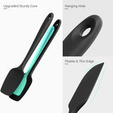 600ºF Heat Resistant Silicone Spatulas: Flexible Food-Grade Silicon Baking Scraper, Kitchen Cooking Mixing Utensils with Upgraded Sturdy Handle Tip for Nonstick Cookware (4-Pc., Black)