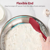 600ºF Heat Resistant Silicone Spoons:  Flexible Baking Spoon Spatula & Cooking Scoop Spoonula, Seamless Soft Kitchen Utensils for Serving, Scraping, Scooping in Non-Stick Cookware (Red)
