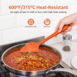 600ºF Heat Resistant Silicone Spatulas: Kitchen Cooking Mixing Utensils (4PCS, Orange) and 8"+10"+12" Kitchen Cooking Tweezer: 18/8 Stainless Steel Food-Grade Metal Food Tong (Pointed Tip)