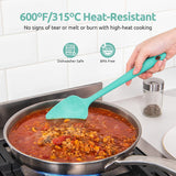 600ºF Heat Resistant Silicone Spatulas: Kitchen Cooking Mixing Utensils (4PCS, Aqua Sky) and 8"+10"+12" Kitchen Cooking Tweezer: 18/8 Stainless Steel Food-Grade Metal Food Tong (Pointed Tip)