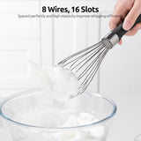 Balloon Whisk for Cooking: 18/10 Stainless Steel Medium Kitchen Wire Whisk (Black) and 8"+10"+12" Kitchen Tweezer: 18/8 Stainless Steel Food-Grade Metal Food Tong (Pointed Tip)