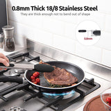 600ºF Heat Resistant 12in Silicone Cooking Tongs with Non Stick Rubber Tips (Black) and 12" Kitchen Tweezer Set: 18/8 Stainless Steel Food-Grade Metal Food Tong (Round & Pointed Tip)