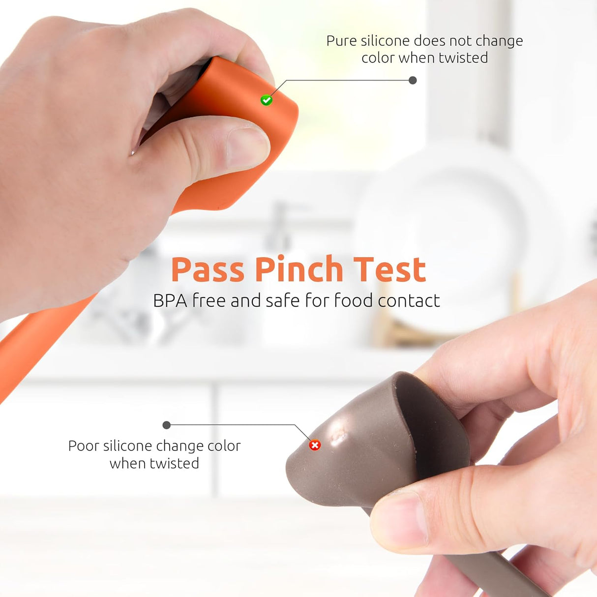 Small Mini Silicone Spatula: 9×2inch 600ºF Heat-Resistant Food-Grade Jar Scraper (Orange) and 8in Kitchen Plating Tweezer: 18/8 Stainless Steel Food-Grade Metal Food Tong (Pointed Tip)