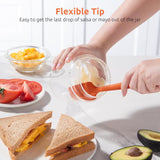 Small Mini Silicone Spatula: 9×2inch 600ºF Heat-Resistant Food-Grade Jar Scraper (Orange) and 8in Kitchen Plating Tweezer: 18/8 Stainless Steel Food-Grade Metal Food Tong (Pointed Tip)