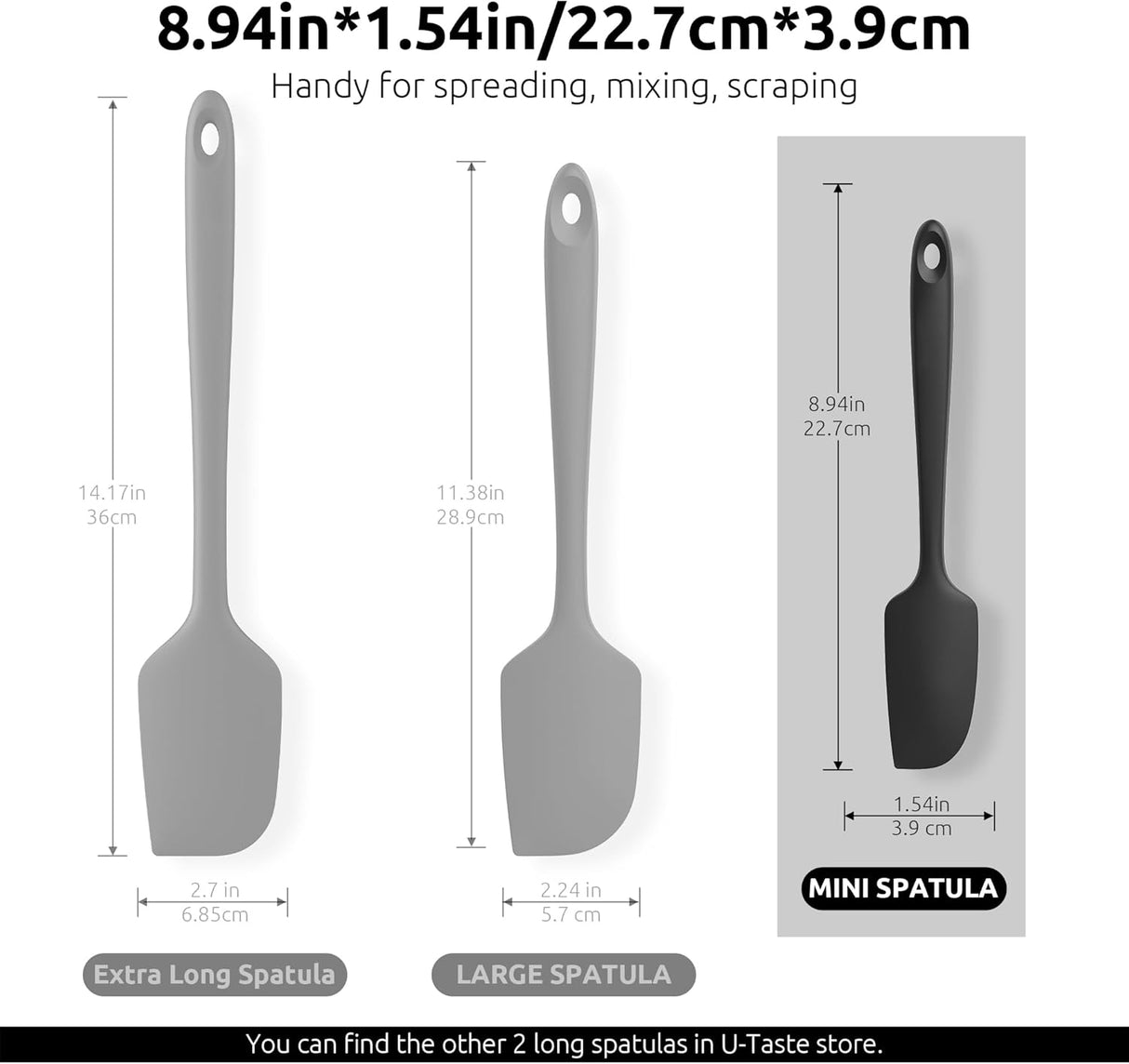 Small Mini Silicone Spatula: 9×2inch 600ºF Heat-Resistant Food-Grade Jar Scraper (Black) and 8in Kitchen Plating Tweezer: 18/8 Stainless Steel Food-Grade Metal Food Tong (Pointed Tip)