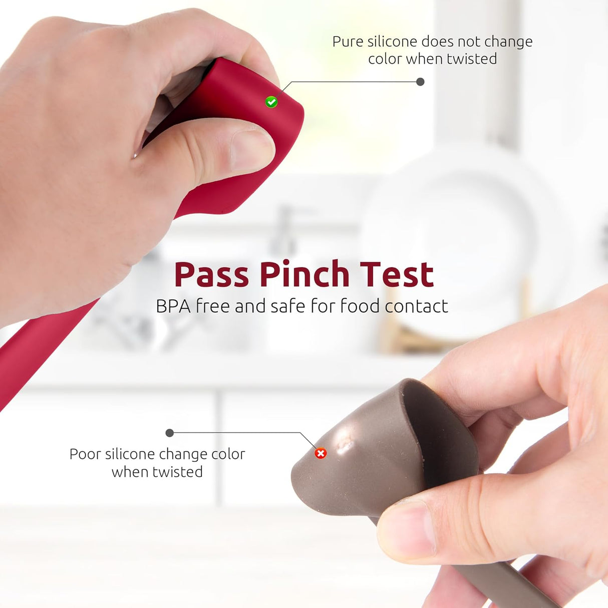 Small Mini Silicone Spatula: 9×2inch 600ºF Heat-Resistant Food-Grade Jar Scraper (Red) and 8in Kitchen Plating Tweezer: 18/8 Stainless Steel Food-Grade Metal Food Tong (Pointed Tip)