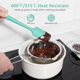 Small Mini Silicone Spatula: 9×2inch 600ºF Heat-Resistant Food-Grade Jar Scraper (Aqua Sky) and 8in Kitchen Plating Tweezer: 18/8 Stainless Steel Food-Grade Metal Food Tong (Pointed Tip)
