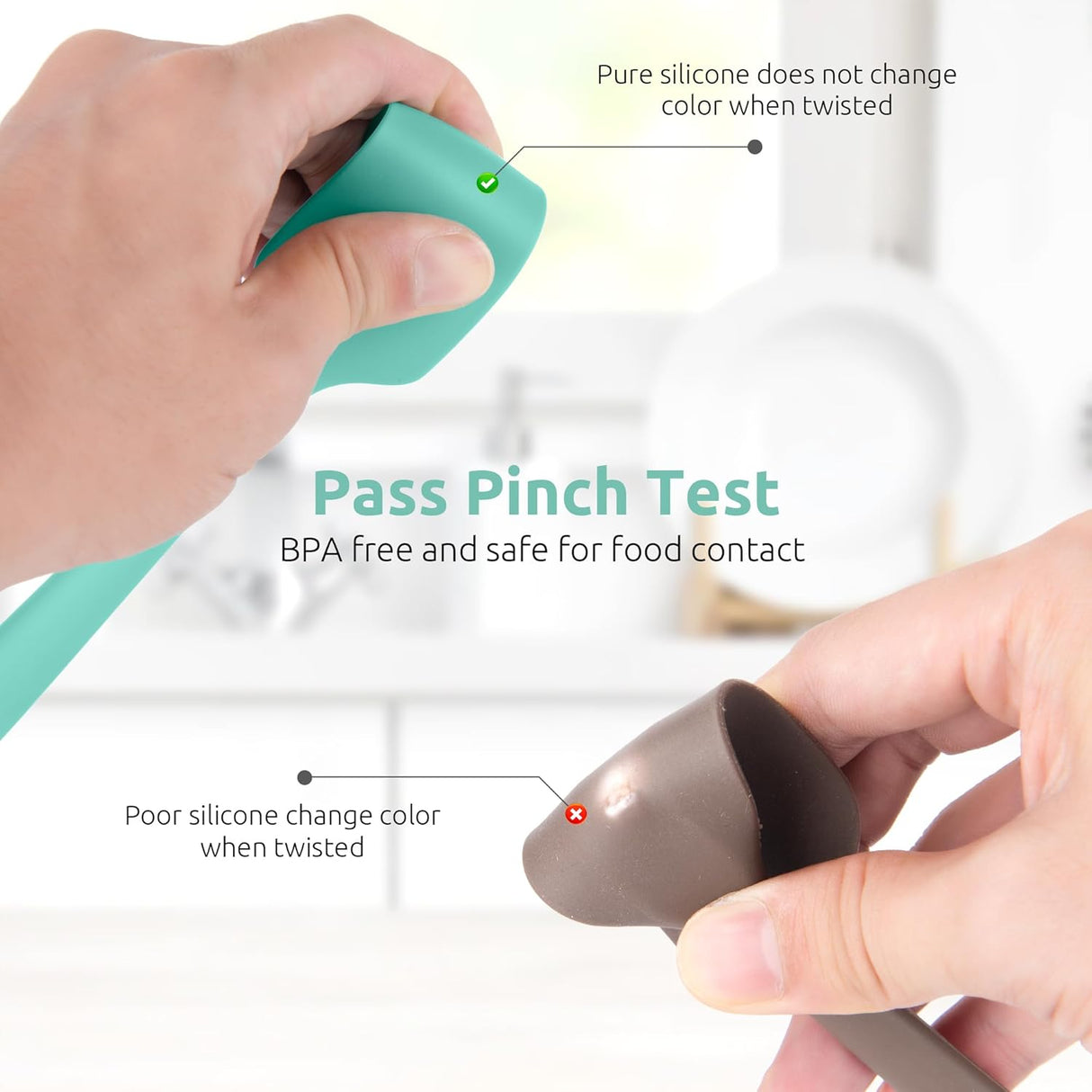 Small Mini Silicone Spatula: 9×2inch 600ºF Heat-Resistant Food-Grade Jar Scraper (Aqua Sky) and 8in Kitchen Plating Tweezer: 18/8 Stainless Steel Food-Grade Metal Food Tong (Pointed Tip)
