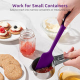 Small Mini Silicone Spatula: 9×2inch 600ºF Heat-Resistant Food-Grade Jar Scraper (Purple) and 8in Kitchen Plating Tweezer: 18/8 Stainless Steel Food-Grade Metal Food Tong (Pointed Tip)