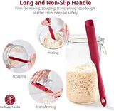 600ºF Heat-Resistant Food-Grade 10in Skinny Silicone Jar Spatula with Spoon Tip (Red) and 10in Kitchen Cooking Tweezer: 18/8 Stainless Steel Food-Grade Metal Food Tong (Round Tip)