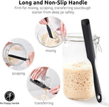 600ºF Heat-Resistant Food-Grade 10in Skinny Silicone Jar Spatula with Spoon Tip (Black) and 10in Kitchen Cooking Tweezer: 18/8 Stainless Steel Food-Grade Metal Food Tong (Round Tip)