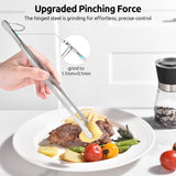 600ºF Heat-Resistant Food-Grade 10in Skinny Silicone Jar Spatula with Spoon Tip (Black) and 10in Kitchen Cooking Tweezer: 18/8 Stainless Steel Food-Grade Metal Food Tong (Round Tip)