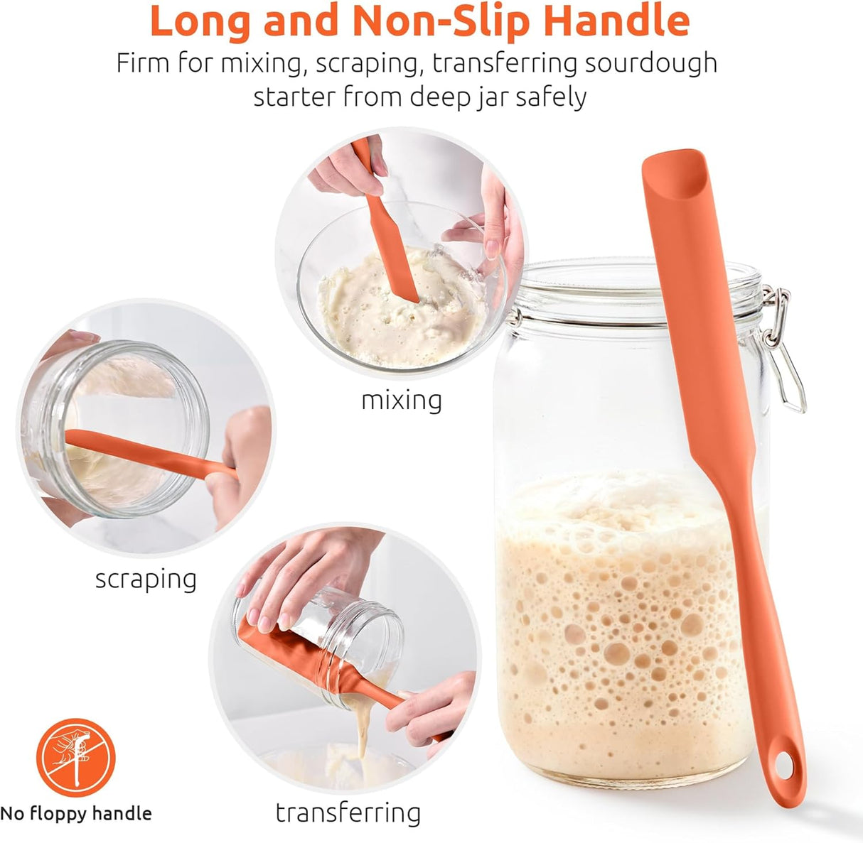 600ºF Heat-Resistant Food-Grade 10in Skinny Silicone Jar Spatula with Spoon Tip (Orange) and 10in Kitchen Cooking Tweezer: 18/8 Stainless Steel Food-Grade Metal Food Tong (Round Tip)