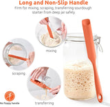 600ºF Heat-Resistant Food-Grade 10in Skinny Silicone Jar Spatula with Spoon Tip (Orange) and 10in Kitchen Cooking Tweezer: 18/8 Stainless Steel Food-Grade Metal Food Tong (Round Tip)