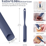 600ºF Heat-Resistant Food-Grade 10in Skinny Silicone Jar Spatula with Spoon Tip (Midnight Blue) and 10in Kitchen Cooking Tweezer: 18/8 Stainless Steel Food-Grade Metal Food Tong (Round Tip)