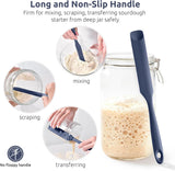 600ºF Heat-Resistant Food-Grade 10in Skinny Silicone Jar Spatula with Spoon Tip (Midnight Blue) and 10in Kitchen Cooking Tweezer: 18/8 Stainless Steel Food-Grade Metal Food Tong (Round Tip)