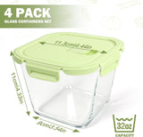 Glass Soup Containers with lids 4 Cup, 32 oz Glass Storage Containers, Tall Borosilicate Glass Food Storage Containers for Lunch, Ice Cream, Travel and Deli, Soup Freezer Safe Containers with Lids