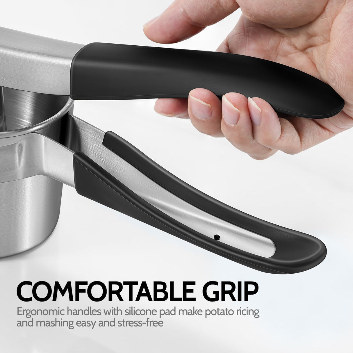 Potato Ricer,  Upgraded Stainless Steel Potato Masher with 3 Interchangeable Discs, Heavy Duty Kitchen Tool Gadget