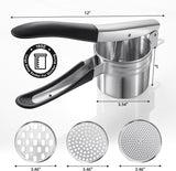 Potato Ricer,  Upgraded Stainless Steel Potato Masher with 3 Interchangeable Discs, Heavy Duty Kitchen Tool Gadget