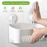 Suction Cup Shower Caddy - No Drilling Removable Shower Caddy - Powerful Suction Shower Organizer Max Hold 22lbs, Waterproof Suction Storage Basket for Bathroom & Kitchen